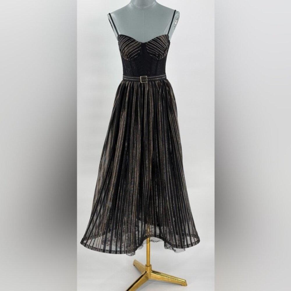 🆕 PATBO 🧿 NWOT Prism Lace & Lurex Metallic Thread Midi-Dress, Sz BR 36 US 4 - Picture 3 of 15